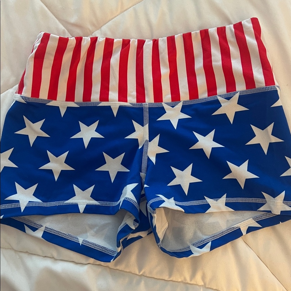 Fleo Red and White Striped Shorts American flag